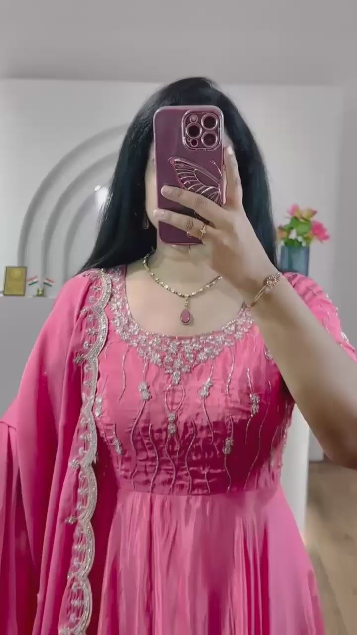 Gown with Dupatta Collection 2025 – A Glamorous PInk Shade Gown Ensemble for Every Occasion!