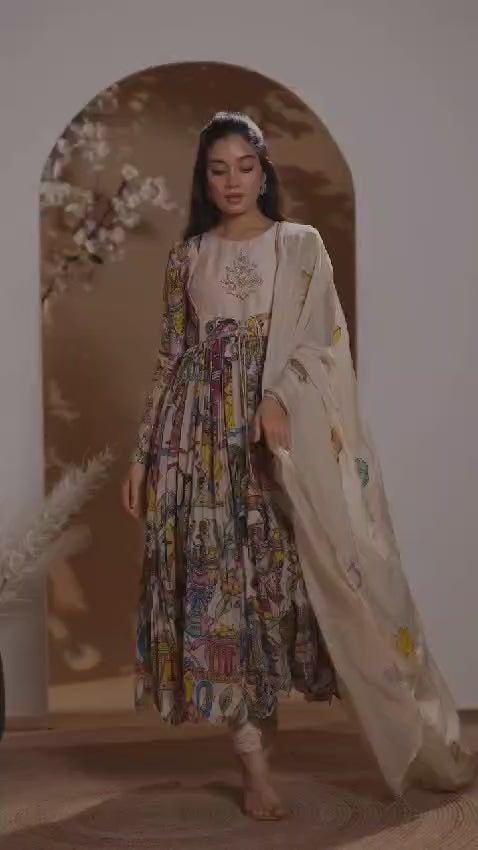 Exquisite Kalamkari Gown – A Fusion of Tradition and Elegance