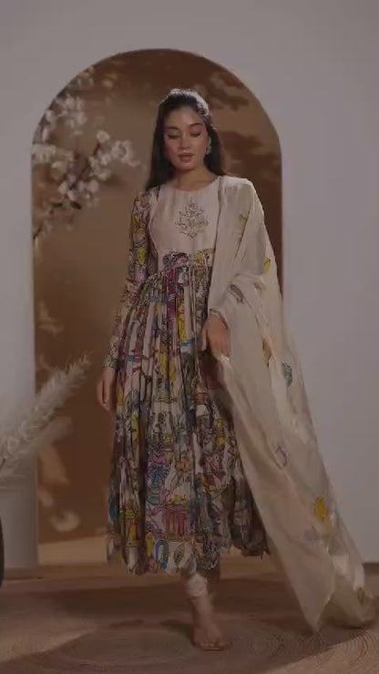 Exquisite Kalamkari Gown – A Fusion of Tradition and Elegance
