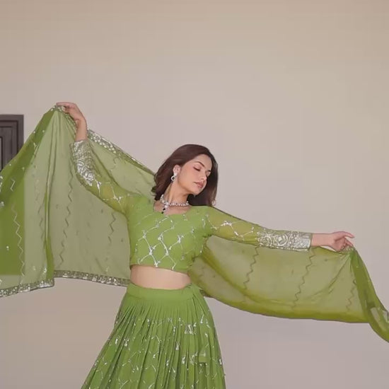 Radiant Elegance: Premium Festival Embroidered Lehenga Choli Set