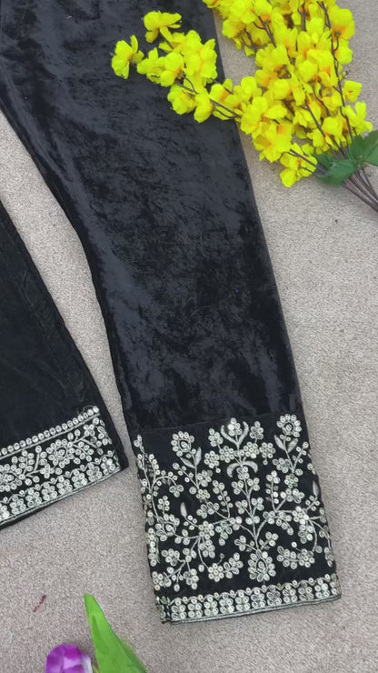 Designer Party Wear Look New Top-Sharara and Dupatta With Heavy Embroidery Sequence Work