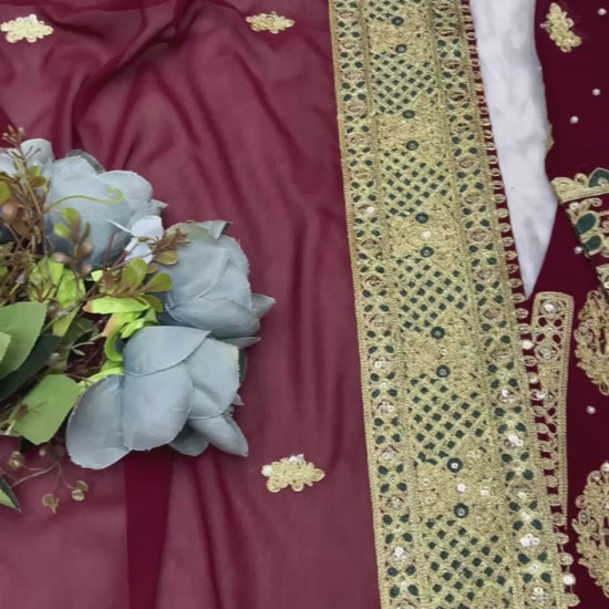 Beautiful Heavy Embroidery Sequins & Riveted Moti Work Top, Plazzo, and Dupatta Set