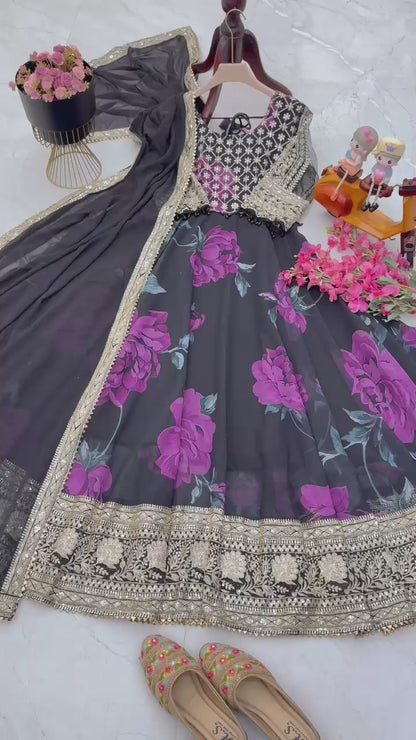 Exquisite Designer Party Gown & Dupatta Set – Elegance Redefined