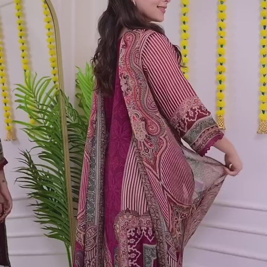 Luxurious Pakistan Maroon Suit: Elegance Redefined with Rajhans Muslin