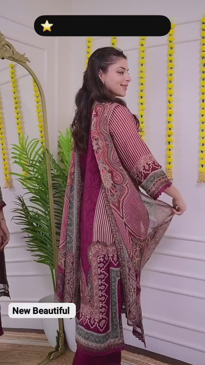 Luxurious Pakistan Maroon Suit: Elegance Redefined with Rajhans Muslin