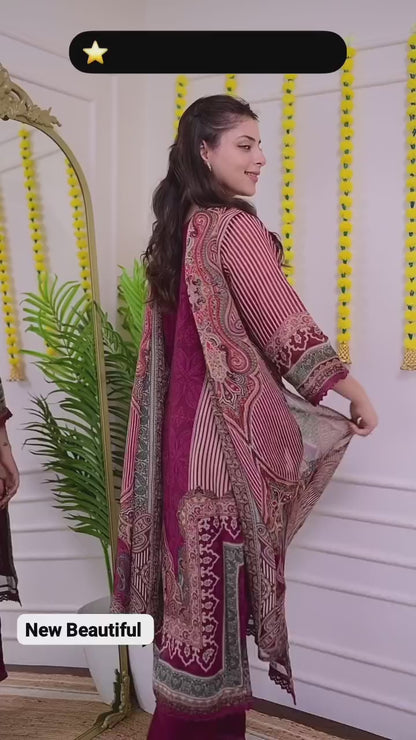 Luxurious Pakistan Maroon Suit: Elegance Redefined with Rajhans Muslin